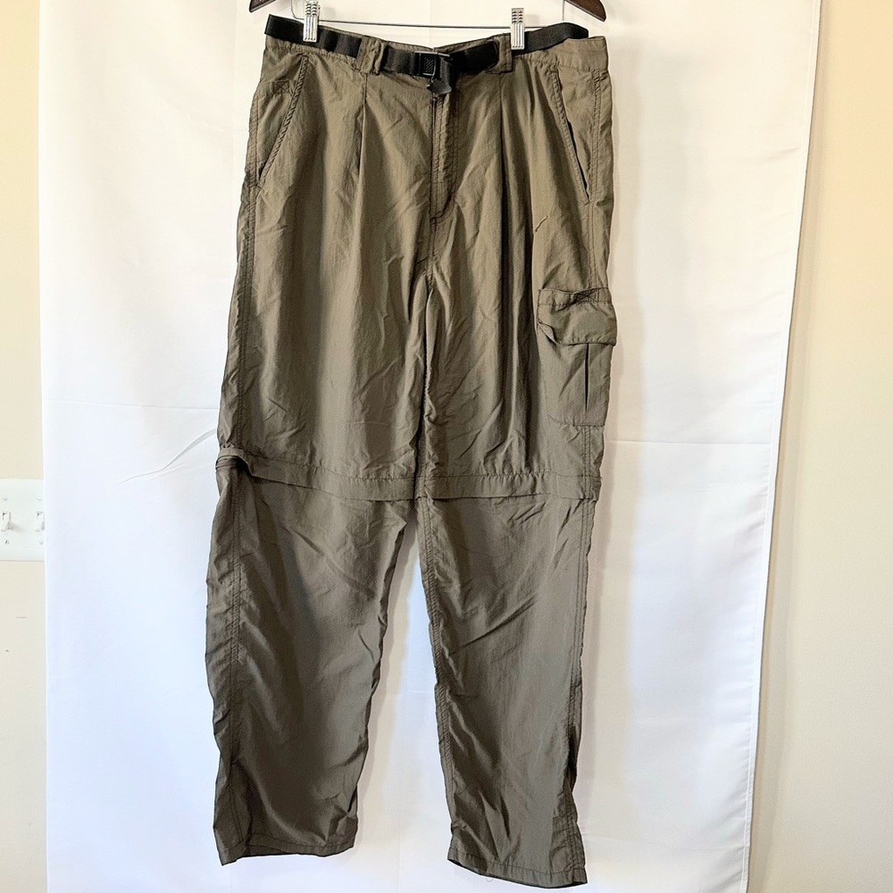 Tan Cargo Pants with Relaxed Fit and Lightweight Fabric, zip off to shorts
